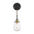 Satco 60-6851 Toleo; 1 Light; Wall Sconce; Black Finish with Vintage Brass Accents and Clear Glass