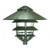 Satco SF76-636 Pagoda Garden Fixture; Large 10" Hood; 1 light; 3 Louver; Green Finish