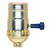 Satco 80-1193 On-Off Turn Knob Socket With Removable Knob; 1/8 IPS; Aluminum; Brite Gilt Finish; 250W; 250V; With Set Screw