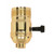 Satco 90-1411 On-Off Turn Knob Socket With Removable Knob; 1/8 IPS; Aluminum; Brite Gilt Finish; 250W; 250V; Uno Thread