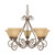 Nuvo 60-1023 CASTILLO 5 LT ARM UP CHNDELIER Castillo 5 Light 28 in. Chandelier with Champagne Linen Washed Glass (Discontinued)