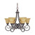 Nuvo 60-2403 MOULAN ES 6 LT CHANDELIER Moulan ES 6 Light Chandelier with Champagne Linen Glass Lamp Included (Discontinued)