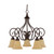 Nuvo 60-2891 MOULAN 5 LT CHANDELIER Moulan 5 Light Chandelier Arms Down with Champagne Linen Washed Glass (Discontinued)