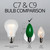 WGC-15136 - C9 Green Incandescent Opaque, 7 Watt Light Bulbs, 25-Pack - Wintergreen Corporation