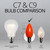 WGC-15134 - C9 Orange Incandescent Opaque, 7 Watt Light Bulbs, 25-Pack - Wintergreen Corporation