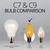 WGC-7807 - C9 Yellow Incandescent Triple Dipped Transparent, 7 Watt Light Bulbs, 25-Pack - Wintergreen Corporation