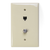 Leviton 40539-CMI Midsize Telephone/Video Wall Jack, 6P4C x F, Ivory