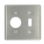 Leviton 84007-40 2-Gang 1-Toggle 1-Single 1.406 Inch Dia. Device Combination Wallplate, Standard Size, 302 Stainless Steel, Device Mount, - Stainless Steel