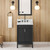 24" Black Theodora Vanity, White Carrara Marble Vanity Top, undermount rectangle bowl | VKITTHE24BKWCR | Jeffrey Alexander