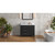 42" Black Katara Vanity, left offset, White Carrara Marble Vanity Top, undermount rectangle bowl | VKITKAT42BKWCR | Jeffrey Alexander