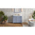 42" Blue Steel Katara Vanity, left offset, White Carrara Marble Vanity Top, undermount rectangle bowl | VKITKAT42BSWCR | Jeffrey Alexander