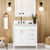 36" White Theodora Vanity, left offset, Calacatta Vienna Quartz Vanity Top, undermount rectangle bowl | VKITTHE36WHCQR | Jeffrey Alexander