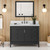 48" Black Theodora Vanity, White Carrara Marble Vanity Top, undermount rectangle bowl | VKITTHE48BKWCR | Jeffrey Alexander