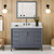 48" Blue Steel Theodora Vanity, White Carrara Marble Vanity Top, undermount rectangle bowl | VKITTHE48BSWCR | Jeffrey Alexander