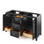 HARDWARE-VKITCAD60BKWCR - 60" Black Cade Vanity, double bowl, White Carrara Marble Vanity Top, two undermount rectangle bowls, VKITCAD60BKWCR - Jeffrey Alexander