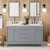 60" Grey Theodora Vanity, double bowl, White Carrara Marble Vanity Top, two undermount rectangle bowls | VKITTHE60GRWCR | Jeffrey Alexander