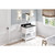 36" White Wavecrest Vanity, Black Granite Vanity Top, undermount rectangle bowl | VKITWAV36WHBGR | Jeffrey Alexander