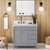 36" Grey Theodora Vanity, left offset, White Carrara Marble Vanity Top, undermount rectangle bowl | VKITTHE36GRWCR | Jeffrey Alexander