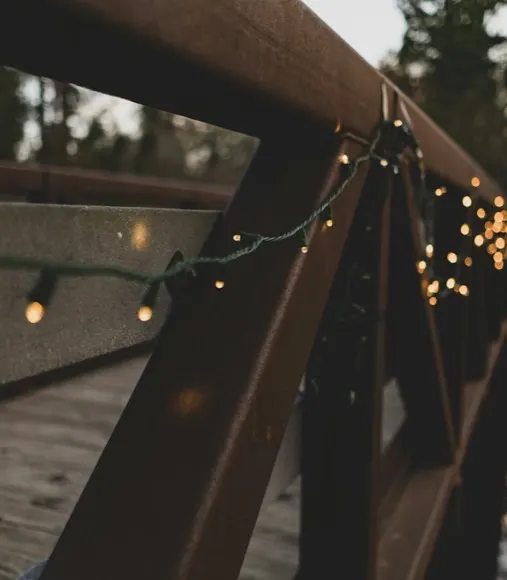 Commercial LED string lights running overhead