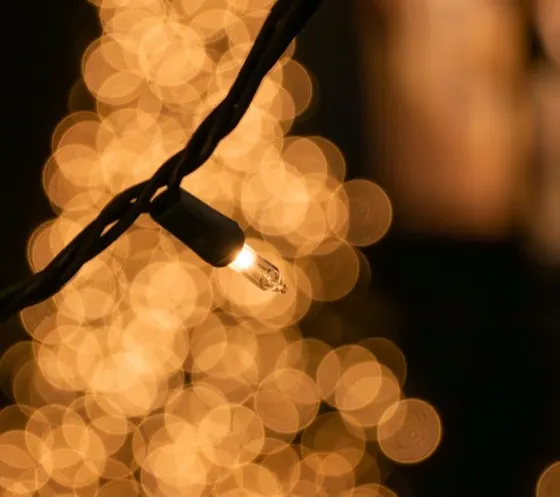 Close-up of a faceted C9 LED Christmas bulb