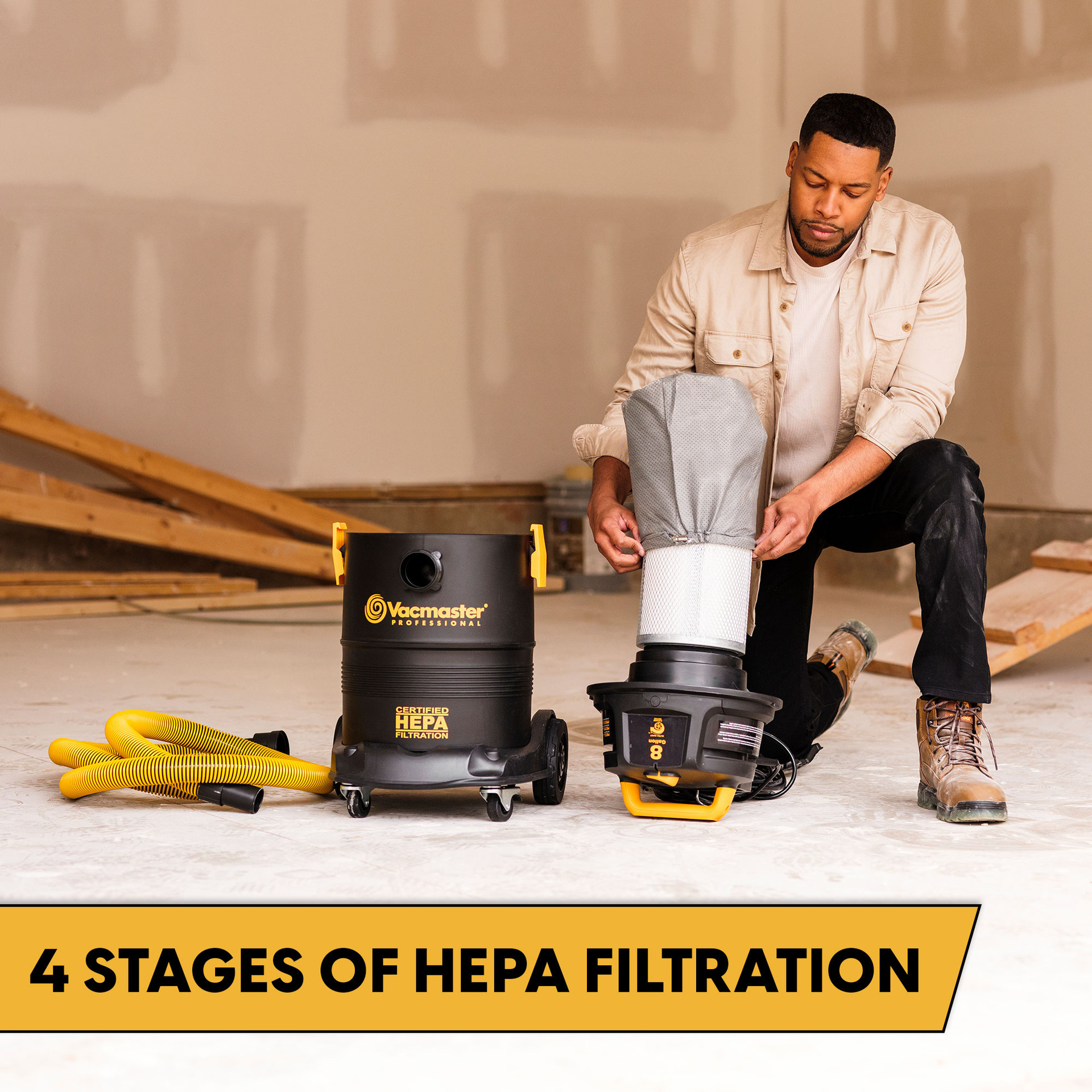 Vacmaster Pro 8 Gallon Certified Hepa Filtration Wet Dry Vac
