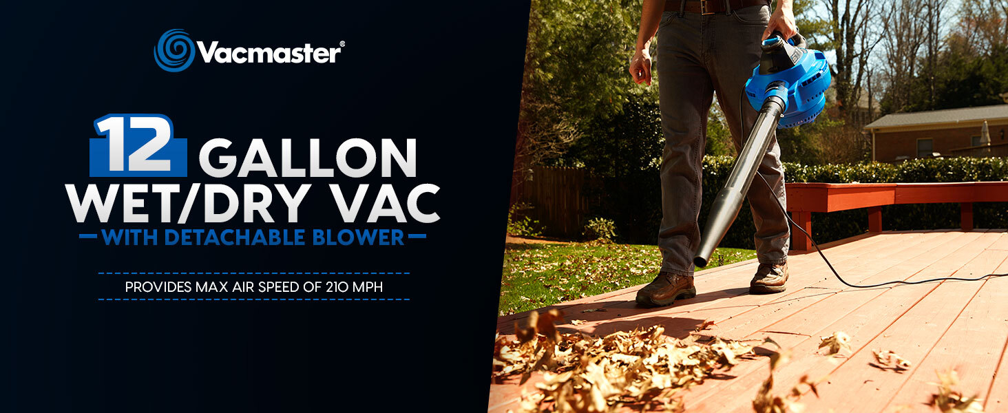Vacmaster 12 Gallon 5 Peak HP Wet/Dry Vac with Detachable Blower