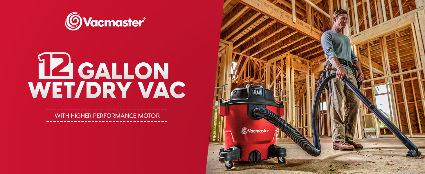Vacmaster 12-Gallon* 5.5 Peak HP† Wet/Dry Vacuum