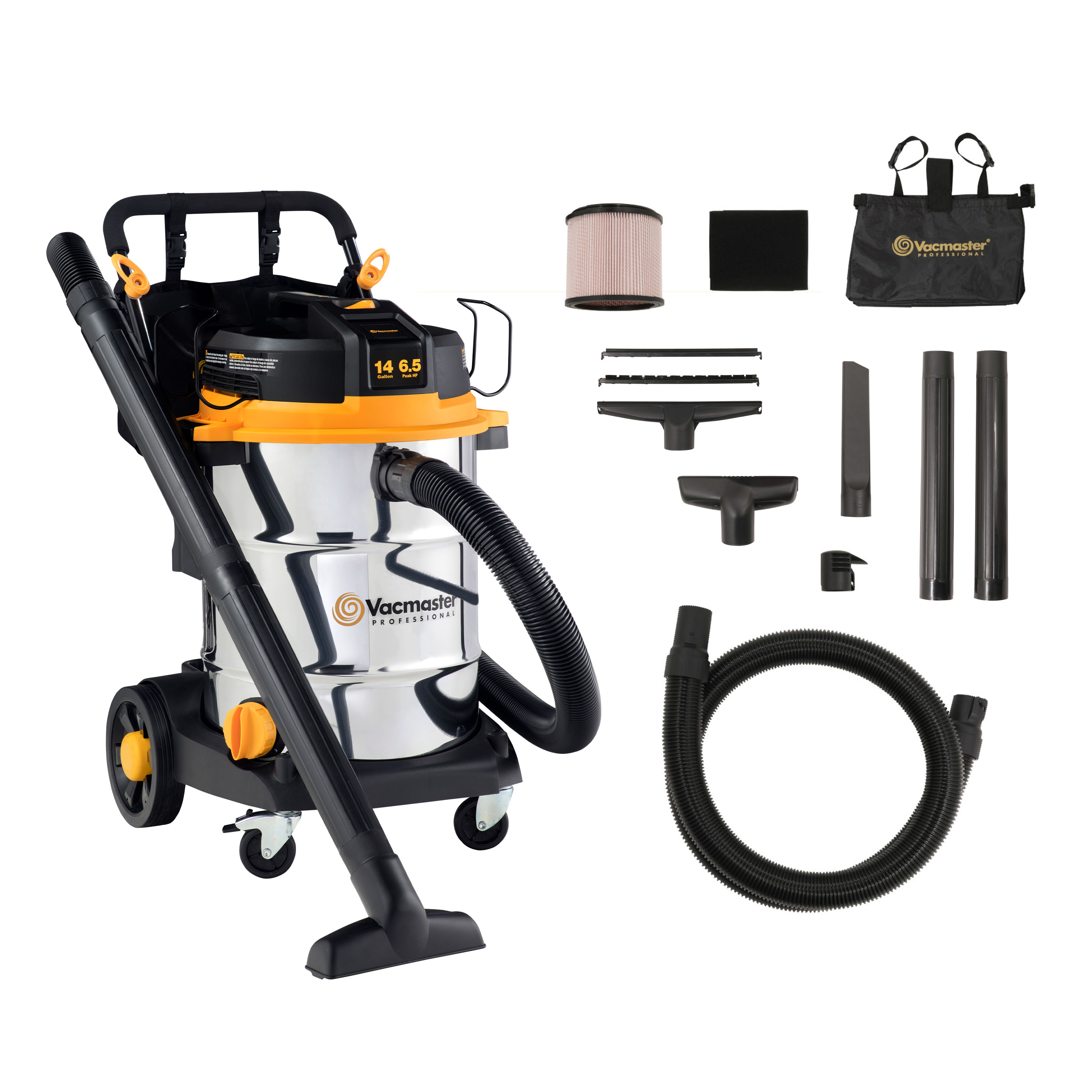 14 GALLON 6.5 PEAK HP STAINLESS STEEL WET DRY VACUUM BEAST SERIES VJE1412SW 0201