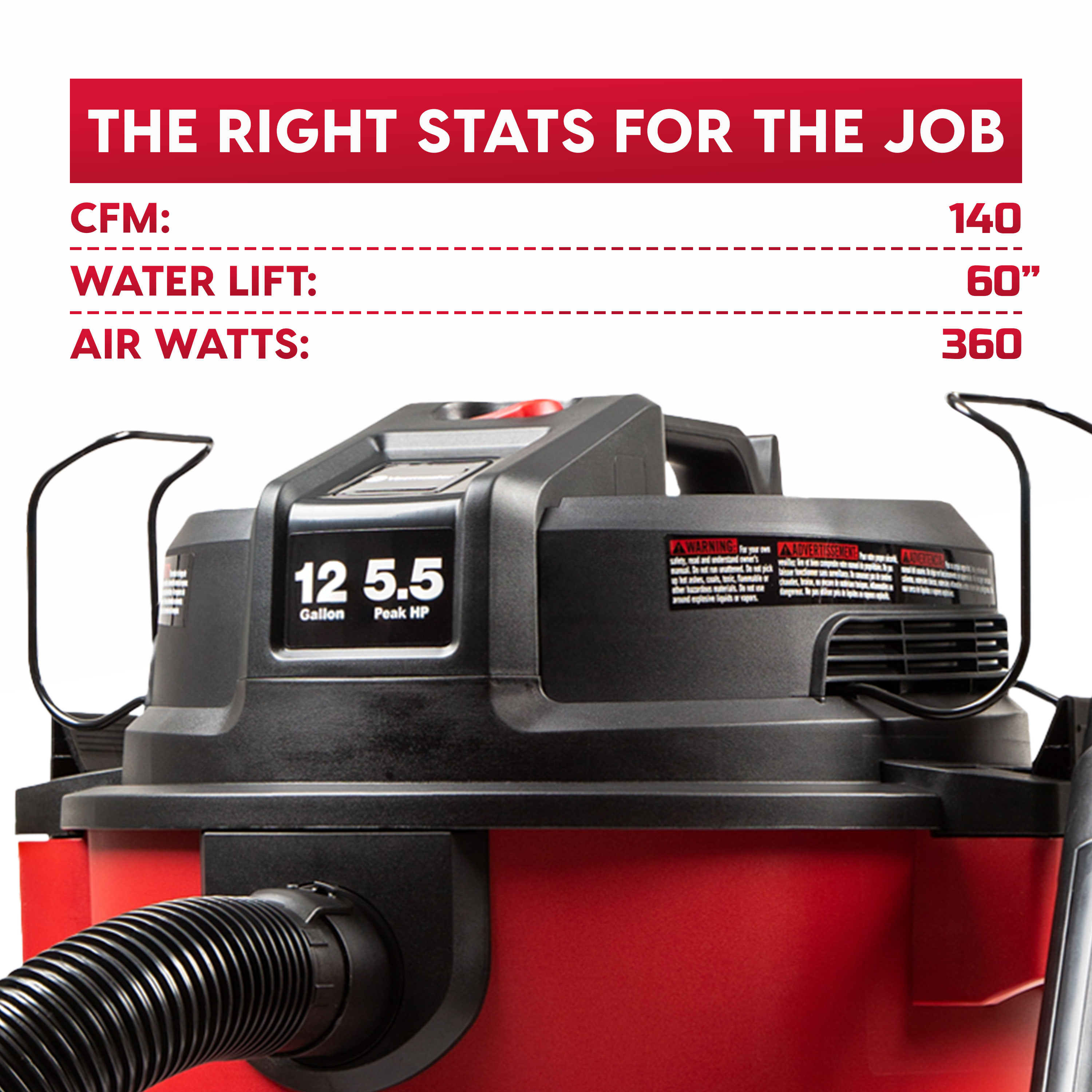 Vacmaster 12-Gallon* 5.5 Peak HP† Wet/Dry Vacuum
