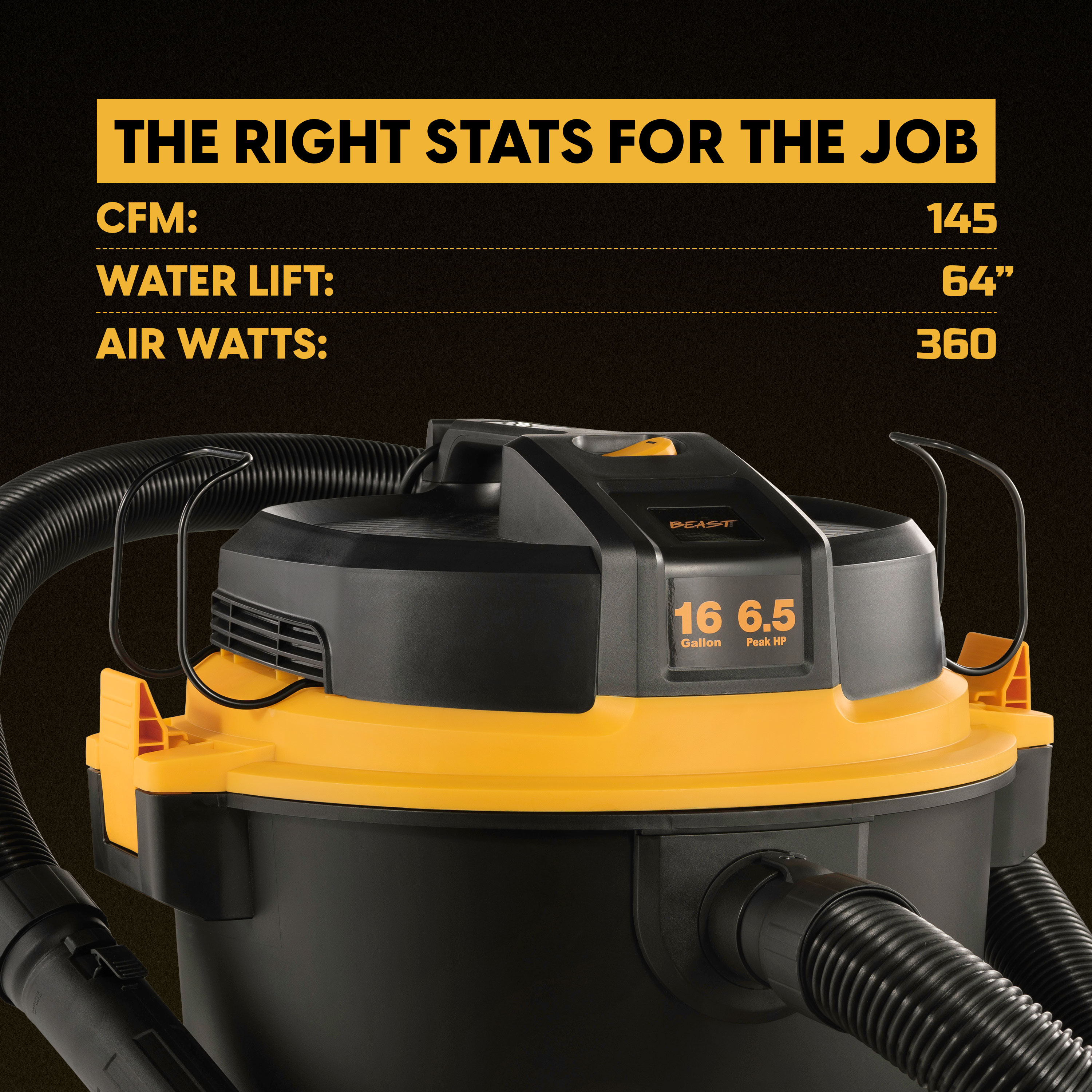 16-Gallon 6.5 Peak HP Beast Series™ Wet/Dry Vacuum VJH1612PF 0202