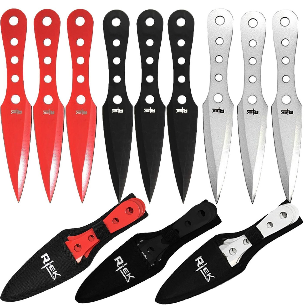 3 PC Tactical 6.5" Throwing Knife Set Metal Kunai Hunter Set Target Knives
