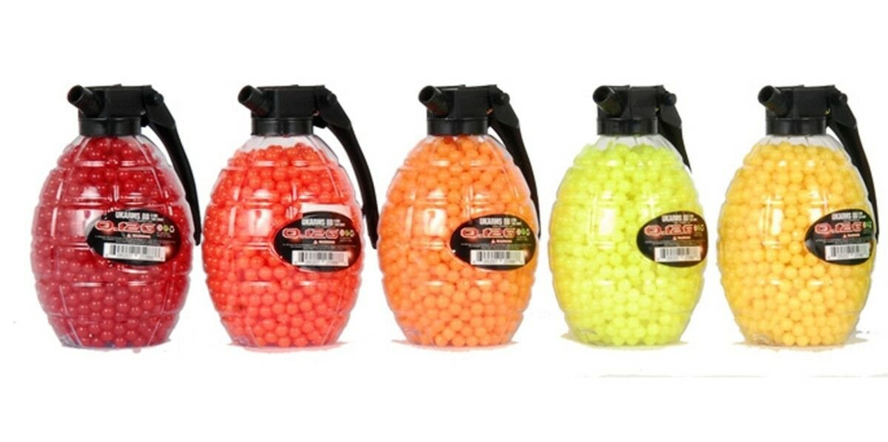 Lot of 5 UKARMS 1500 Count .12 Gram Airsoft BBs With Quickload Grenade