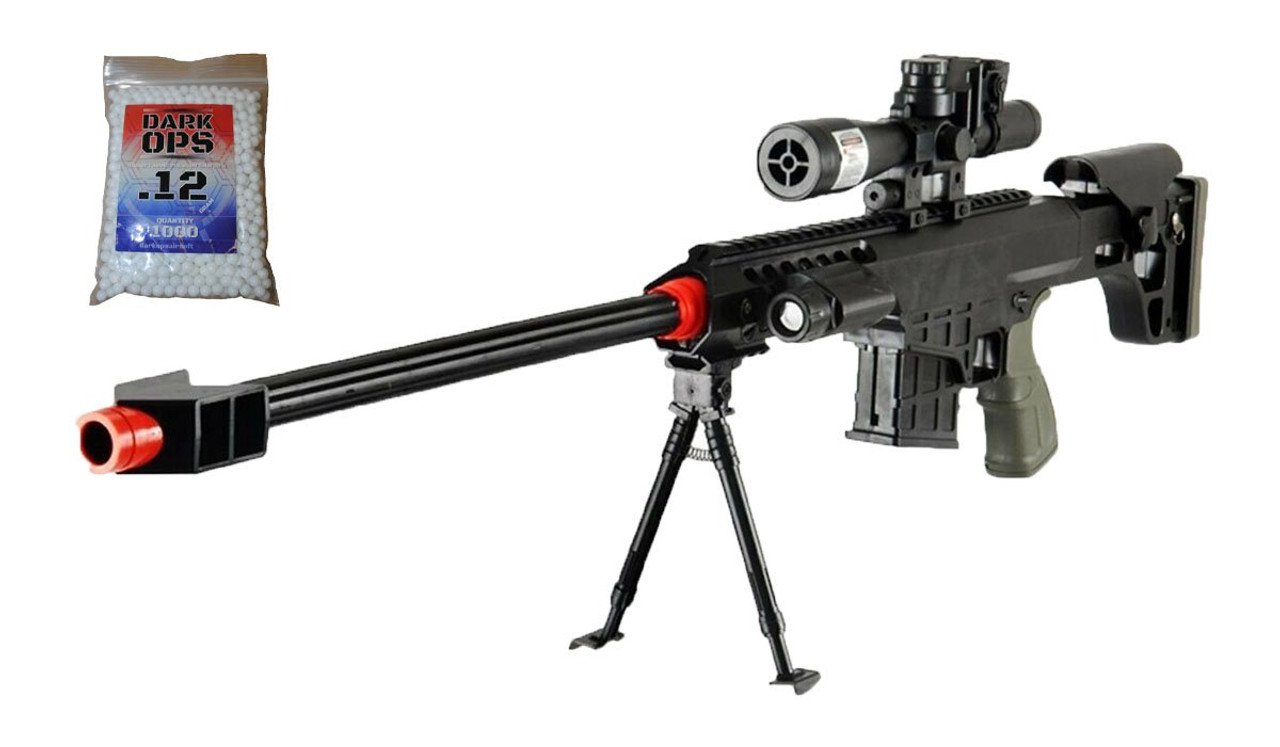 UKARMS P1082C Dark OPS Sniper Package Airsoft BB Rifle Gun w/ Targets &  1000 BBS