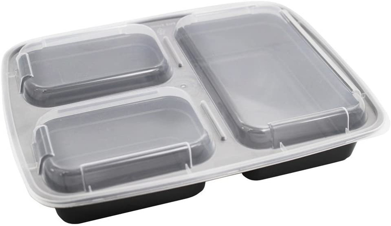 Meal Prep Haven Stackable 3 Compartment Food Containers with Lids Set of 7