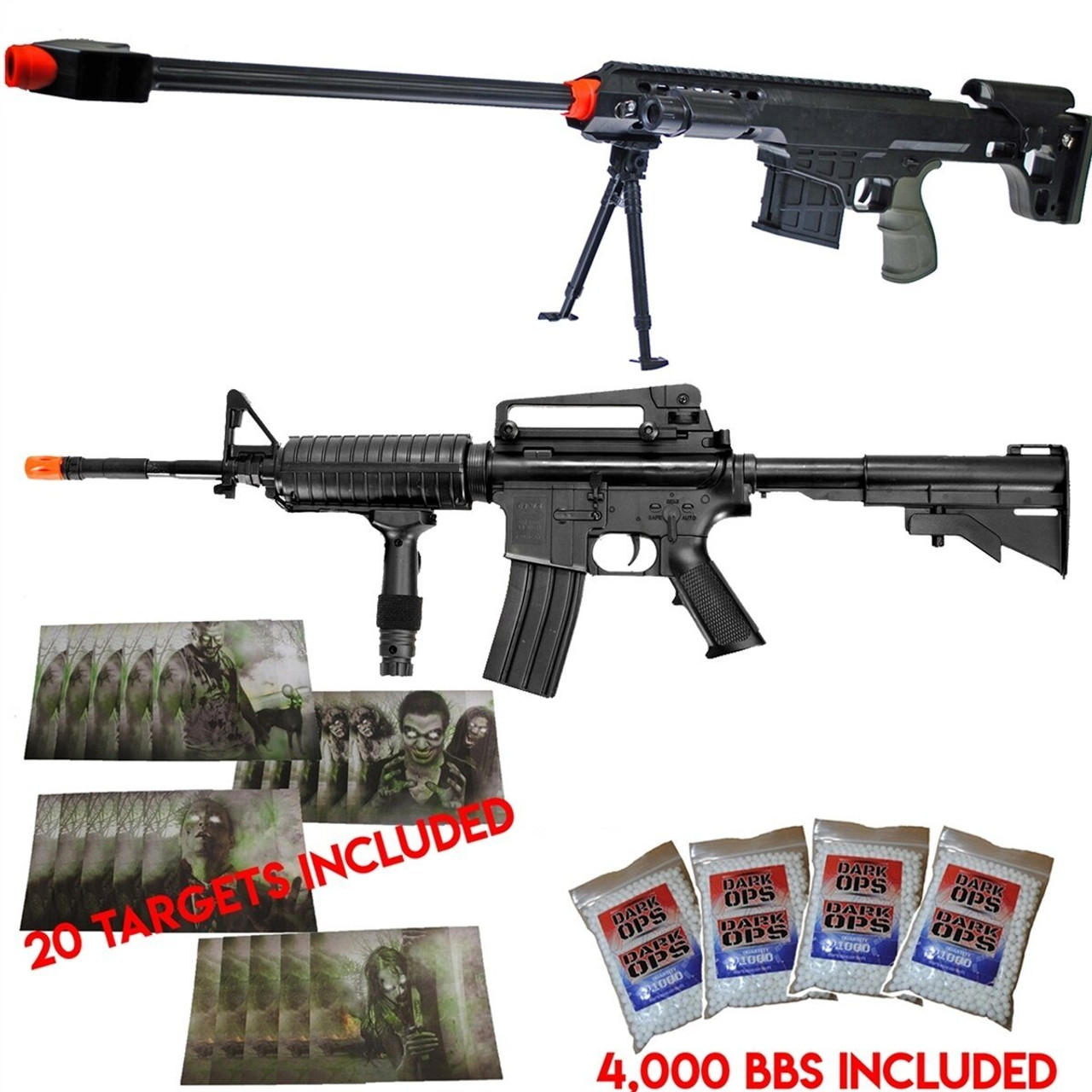 UKARMS P1082C Dark OPS Sniper Package Airsoft BB Rifle Gun w/ Targets &  1000 BBS