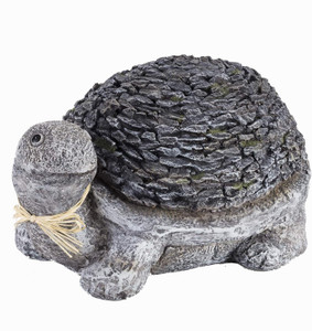 Alpine NZW102 9 x 11" Grey Turtle Statue Garden Decor