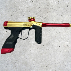Used Dye DSR+ ICON1 Paintball Marker Gun w / Case - Gold/Red Used Dye DSR+ ICON1 Paintball Marker Gun w / Case - Gold/Red