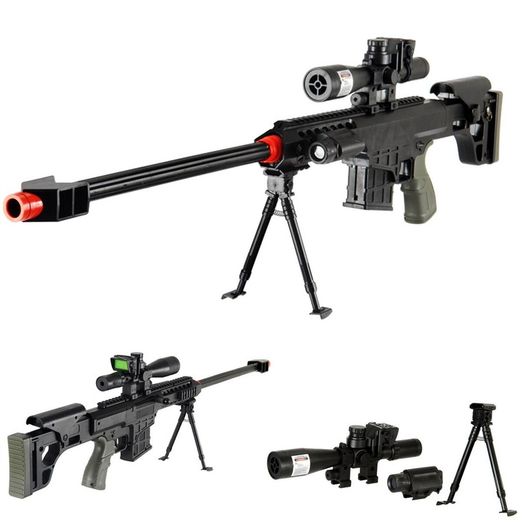 315 FPS 6mm Airsoft Sniper Rifle Gun Full Tactical Setup 38" w/ Dummy Scope