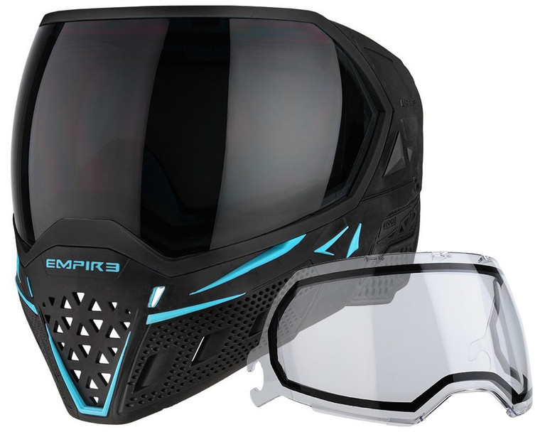 Empire EVS Paintball Mask Goggles - Black/Aqua - Thermal Ninja / Thermal Clear
