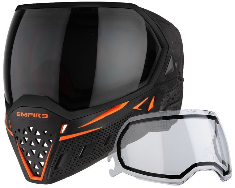 Empire EVS Paintball Mask Goggles - Black/Orange - Thermal Ninja / Thermal Clear