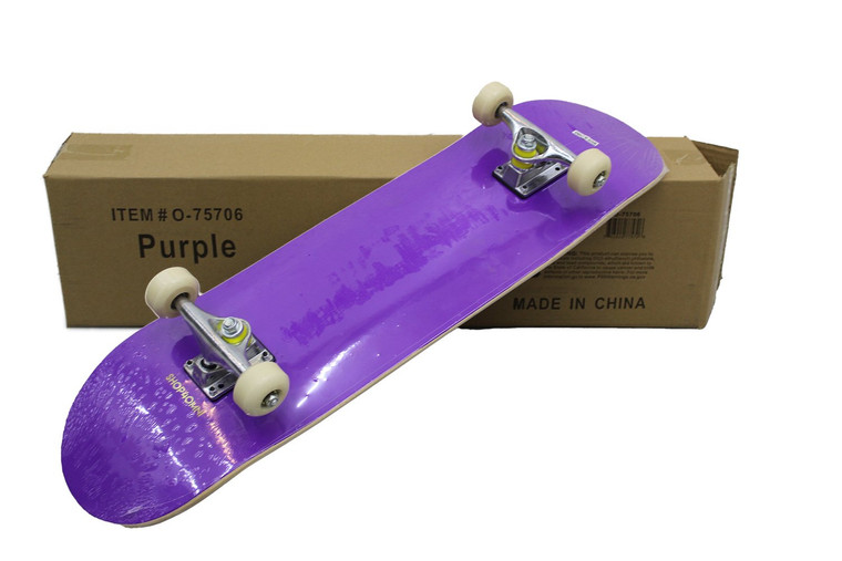 Complete Size Kids Teen Maple Deck Double Kick Trick Cruise Skateboard Purple