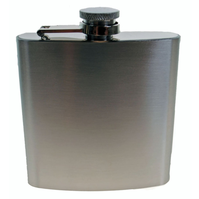 Stainless Steel 6oz Flask Never-Lose No Leak Cap Hiking Camping Recreation