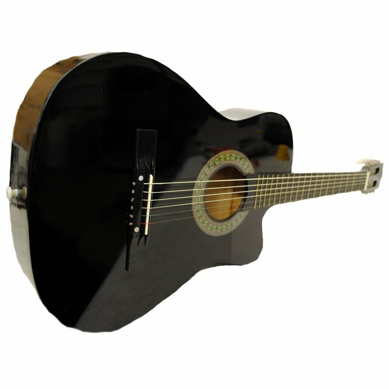 Shop4Omni Full Size Acoustic Country/Bluegrass Cutaway Guitar with Gig Bag Black