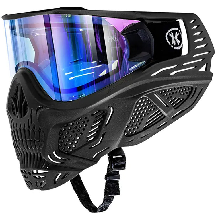 HK Army HSTL Skull Goggle Paintball Mask - Ice Blue Thermal Lens - Reaper Black