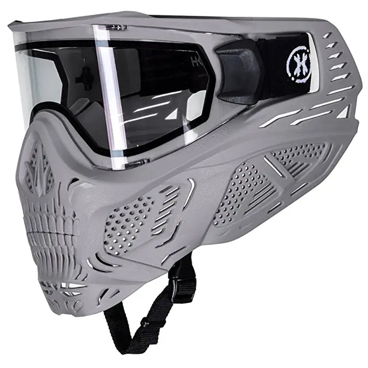 HK Army HSTL Skull Goggle Paintball Mask - Clear Thermal Anti Fog Lens - Grey