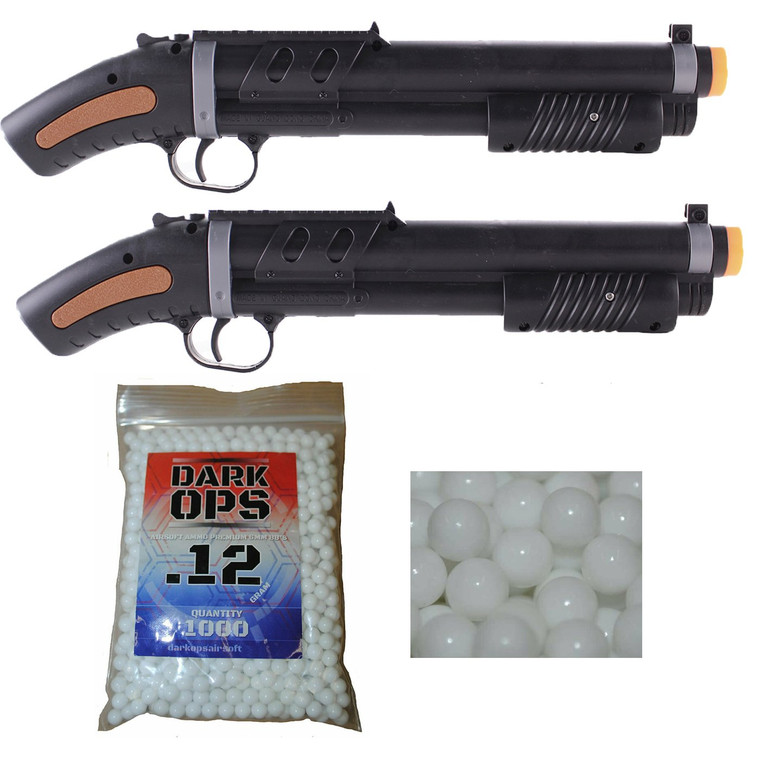 Lot of 2 - DOA Pirate SPRING AIRSOFT GUN PUMP SHOTGUN Mini 13" + 1000 6mm BBs BB