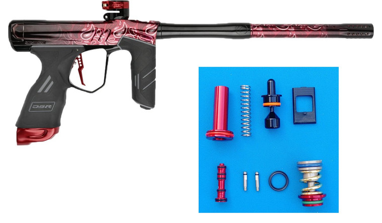 Dye DSR Plus Paintball Marker Gun Bandana Red w/ Dye Ironmen IM Pro Kit