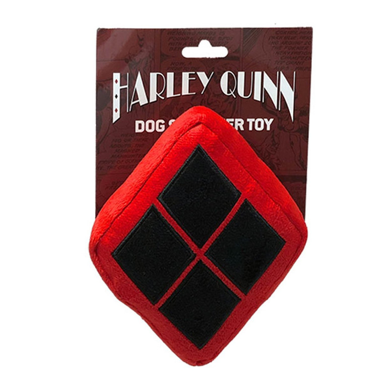 Buckle-Down Harley Quinn Diamond Plush Squeaker Dog Toy - Red Black