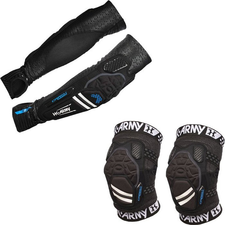 HK Army CTX Paintball Elbow and Knee Pad Combo Pack - Black / Blue - Medium