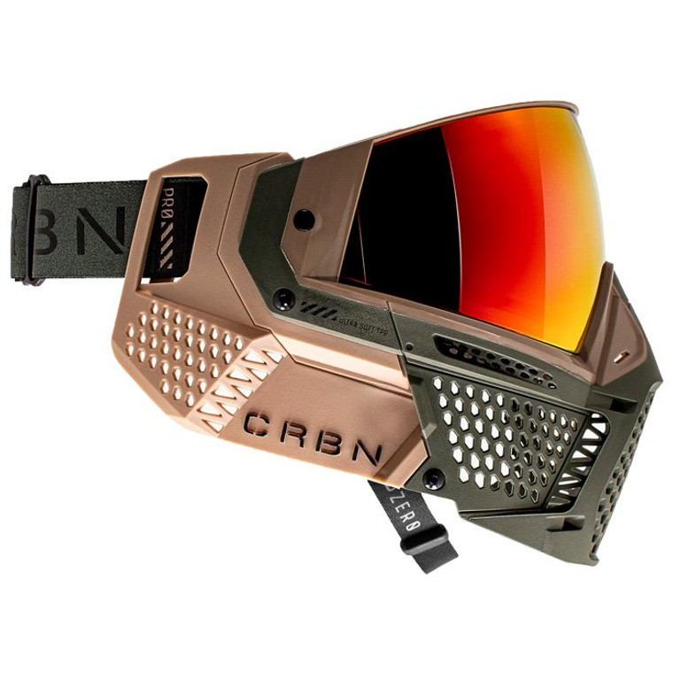 CRBN Zero Pro Paintball Mask with 2 C-SPEC Lenses - Less Coverage - Safari